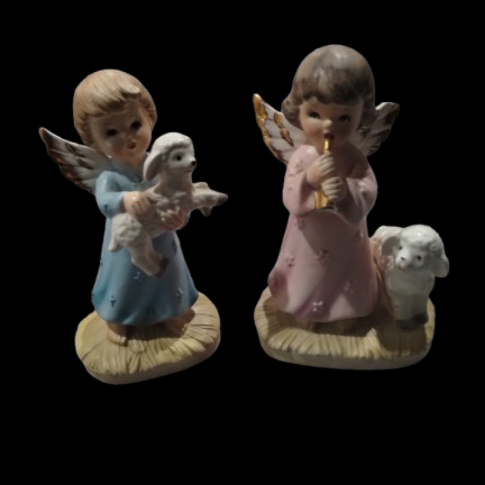 Vintage Porcelain Our Children First Noel Angel Figurines #995
